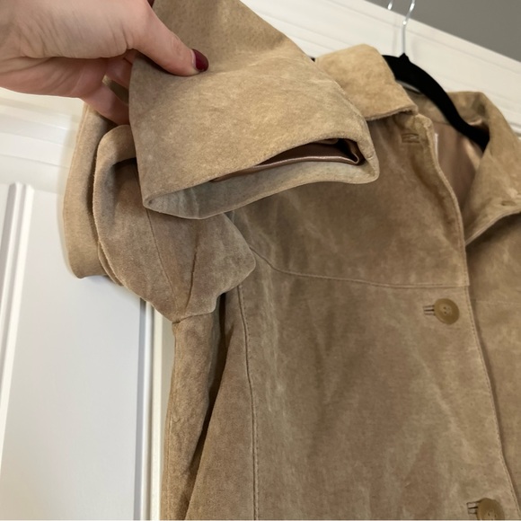 Vintage 100% Leather Tan Suede Jacket Size 4 VTG 90s - Picture 5 of 10